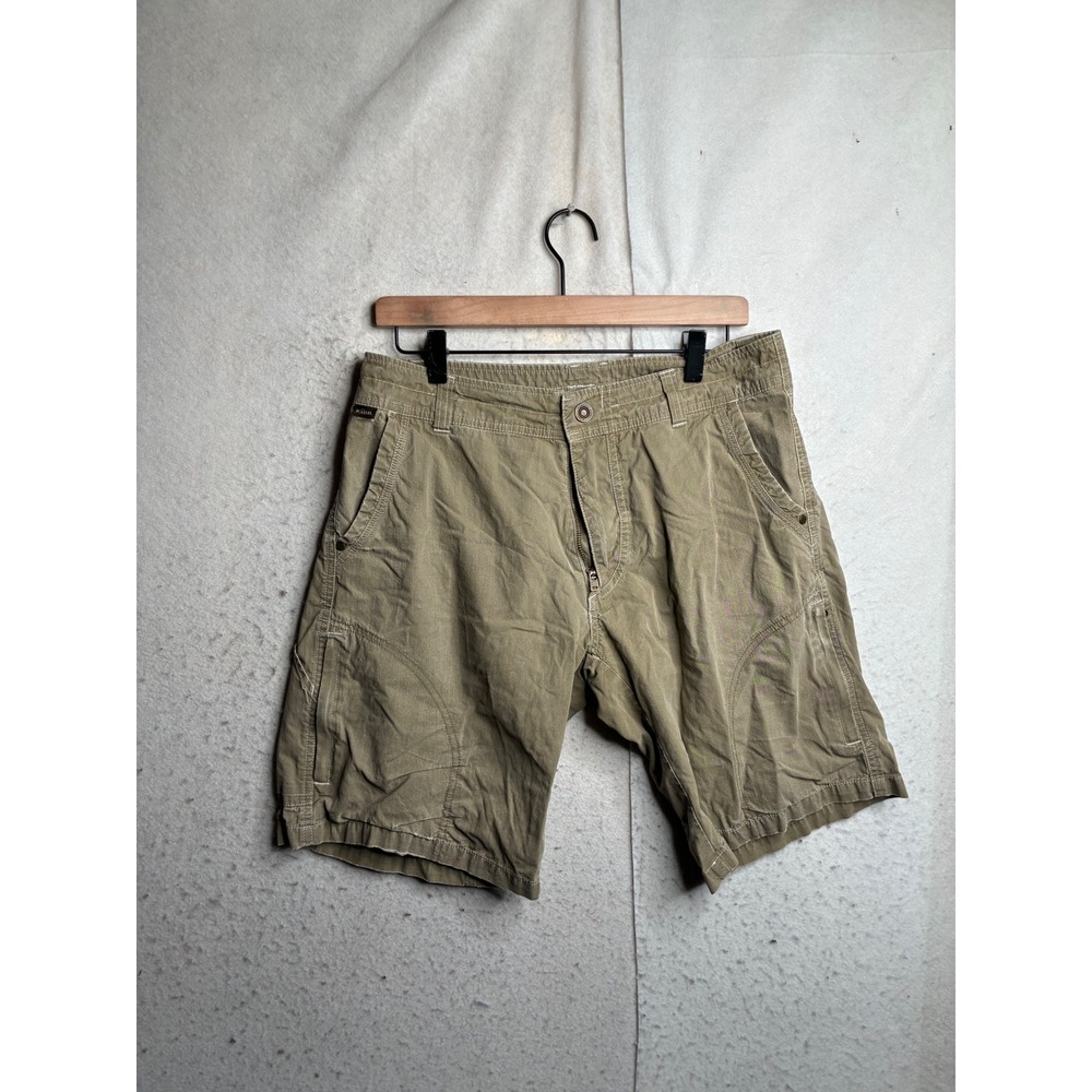Kuhl Rydr Shorts Mens 32 Khaki Green Vintage Patina Dye Hiking Cargo Outdoor